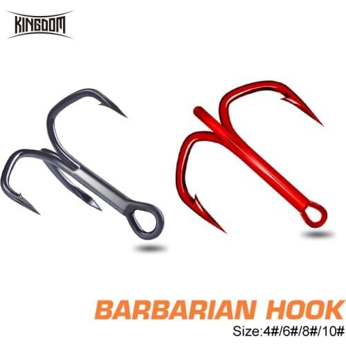 Kingdom 5pcs/lot Carbon Steel Fishing Hooks Treble Sharp Strong Barb With Feather Hook 6# 8# 10# Anti-corrosion Durable Hooks