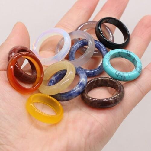 12pc/set Natural Stone Rings Charm Jewelry Turquoise Opal Finger Ring Trendy Gift for Women or Girlfriend Width 6mm