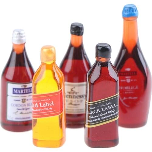 10Pcs/lot 1/12 Dollhouse Miniature Accessories Mini Resin Wine Bottle Simulation Furniture Model Toys For Doll House Decor