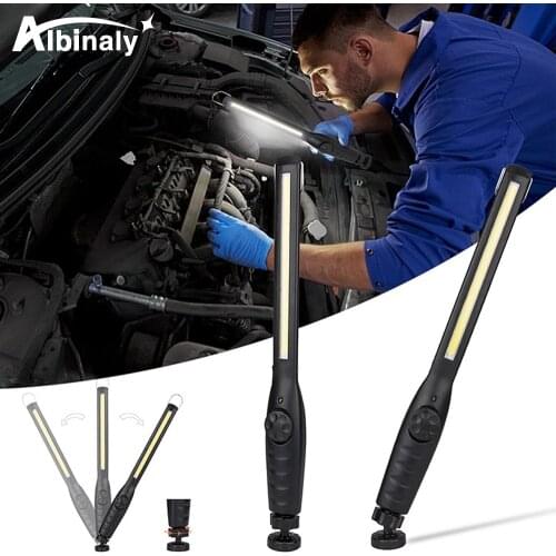 Powerful COB Work Light USB Rechargeable LED Flashlight Stepless Dimming Camping Lantern with Magnet Torch Waterproof Light