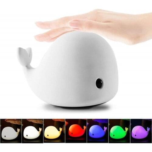 USB Rechargeable Color Change Soft Silicone Dolphin LED Night Light Baby Kids Nursery Lamp Breathing LED Night Light Xmas Gift