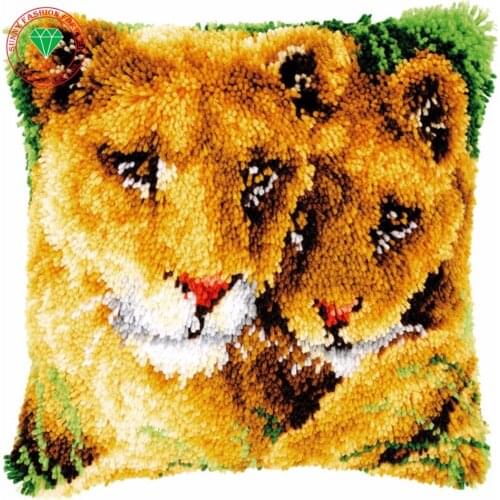 Animal Loin Carpets Latch hook kits diy pillowcase embroidery Pictures Needlework Embroidery Set Carpet embroidery Home Decor