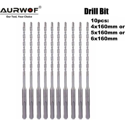 LAVIE 10pc/Lot 4mm 5mm 6mm Electric Hammer SDS Plus Drill Bits Set 160mm Concrete Wall Brick Block Masonry Hole Saw Drilling 013