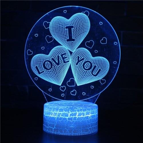 3D Night Lamp LOVE LED Bedroom Dormitory Energy-saving Table Lamp Love Proposal Holiday Birthday Gifts for Lover Girlfriend