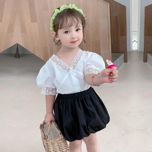 Girls clothes summer two-piece fashion sweet loose sweat shirt T-shirt + half-length pants Korean Version quality child clothing