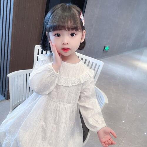 Toddler Girl Dress Lace Floral Dress Girls Solid Color Dress For Kids Spring Autumn Costumes For Girls