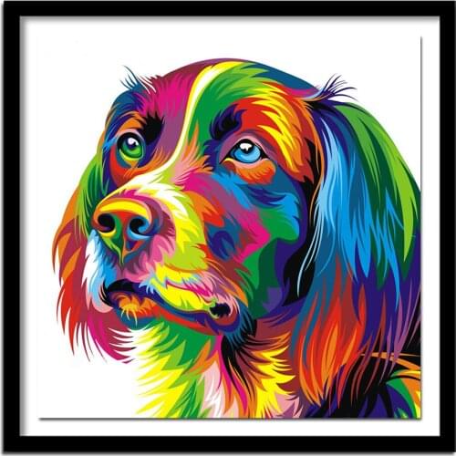 Full Square Diamond 5D DIY Diamond Painting "Colorful dog " Embroidery Cross Stitch Rhinestone Painting Gift zx