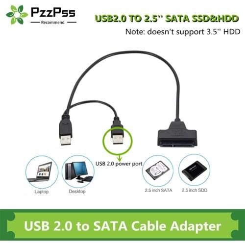 PzzPss USB SATA Cable Sata To USB 2.0 Adapter UP To 6 Gbps Support 2.5Inch External SSD HDD Hard Drive 22 Pin Sata III A25 2.0