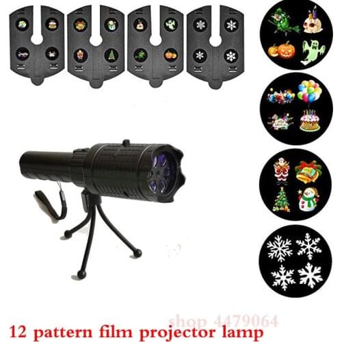 USB charging Christmas Led anime projection flashlight projection lamp 12 pattern flashlight insert card film projection lamp