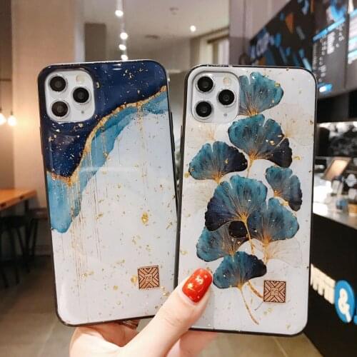 Chic Marble Gold Foil Phone Cases For iPhone 12 11 Pro Max XR X 8 7 6 Plus Glitter Soft Silicone Cover For iPhone XS Max SE2020