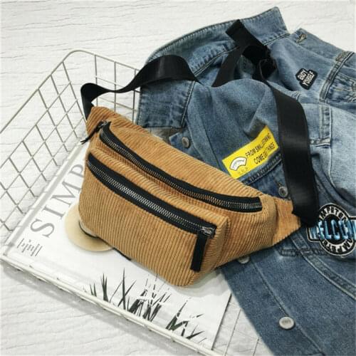 2019 Solid Women Corduroy Waist Fanny Packs Belt Bag Travel Hip Bum Bag Purse Phone Pouch Waist Bags Adjustable Belt