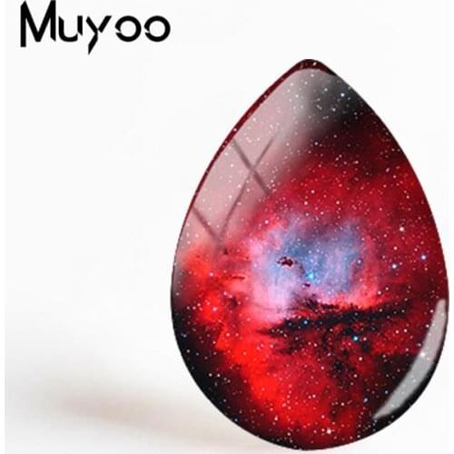 2018 New Planetary Nebula Jewelry Secret Of Space Glass Cabochon Handmade Photo Tear Drop Cabochons For Women