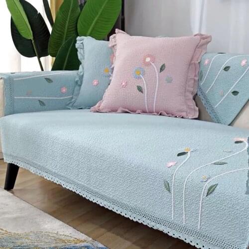 Korean Princess High Quality Fabric Cotton Sofa Blanket Cover With Tassel Knitting Thick Cushion Cover Living Room