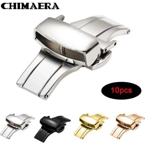 CHIMAERA Wholesale 316L Stainless Steel Watch Clasp for Watchband 10 12 14 16 18 20 22mm Double Push Butterfly Deployment Buckle