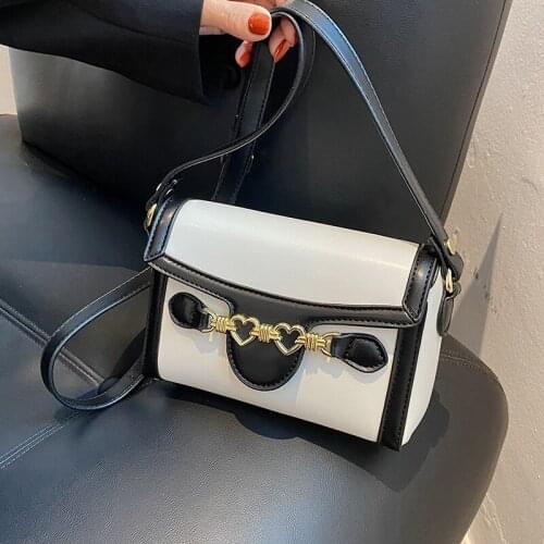 Double love lock female bag all-match chain hit color small square bag one-shoulder portable messenger bag for mobile phone