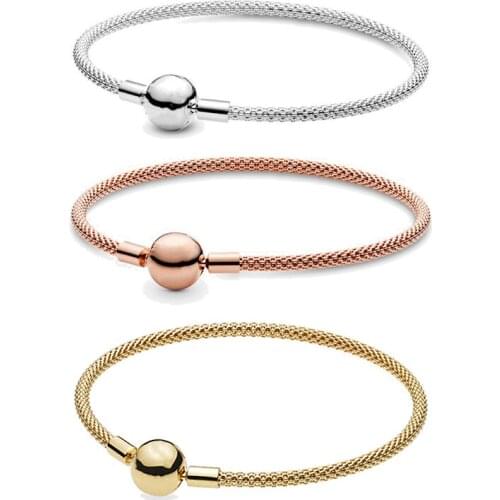 Authentic original logo 100% 925 sterling silver pandora bracelet for women fashion luxury snake bracelet jewelry