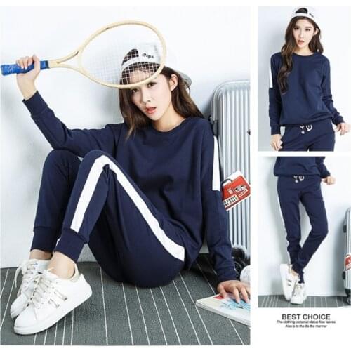 Women Suit Tracksuit Winter 2 Piece Set Long Sleeve Stitching Sweatshirts Casual Suit Sporting Womens Suits Female Clothes