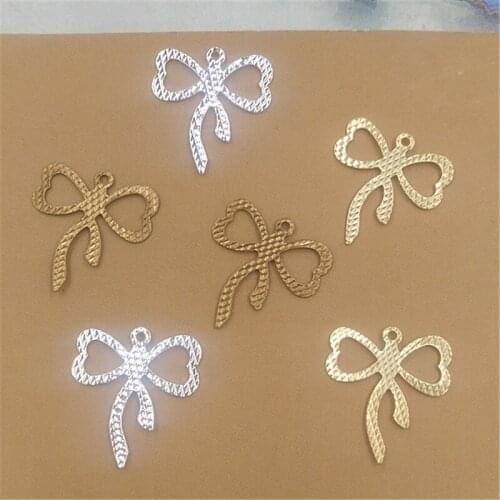 100Pcs 3 Colors 16*18MM Bowknot European Charms Wholesale Brass Material DIY Floating Charms