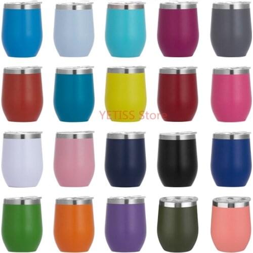 100pcs/lot 12oz Wine Tumbler Stainless Steel Wine Glass Egg Cup 2 layers Vacuum Insulated Beer Mug Wedding Party Gifts