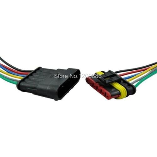 1/2/3/4/5/6 Pin Way AMP Car Auto Waterproof Electrical Connector Plug Socket Kit with Wire AWG Gauge Marine