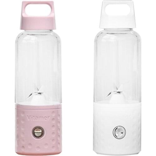 2set 500ML 4000MAh Portable Smoothie Blender Mini USB Mixer Electric Juicer Charging Vitamer Fruit Juicer Pink & White