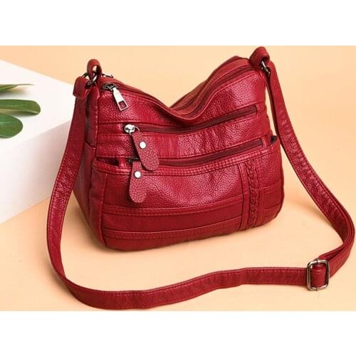 2020 Fashion Women Bag Pu Leather Soft Shoulder Bags Multi-layer Crossbody Bag Quality Small Bag Brand Red Handbag Purse