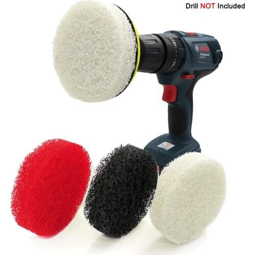 3PCS 4Inch 100MM Industrial Scouring Pads Scrubber Polishing Sponge Buffing Cleaning Kit