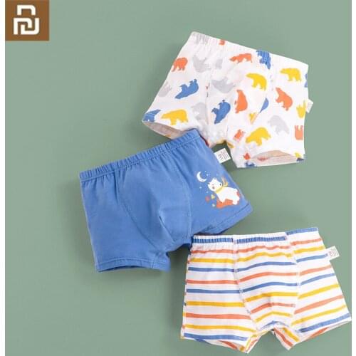 Xiaomi 3Pcs High Quality Childrens Underwear Boys Cotton Stretch Baby Childrens Boxer Briefs Kids Boys Teenager Underpants HOT