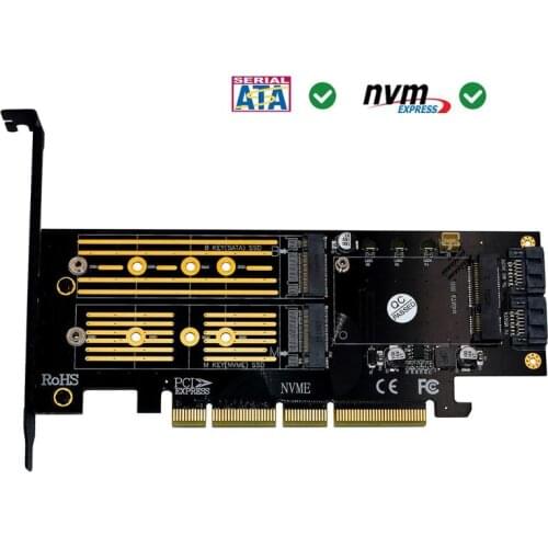 3 in 1 mSATA M.2 PCIE NVMe SSD to PCI-E 3.0 4X SATA 3.0 Adapter Card for M2 NVMe AHCI SATA mSATA Solid State Disk Converter