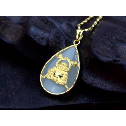 3D gold inlay and Tian Yurulai Buddha pendantH49