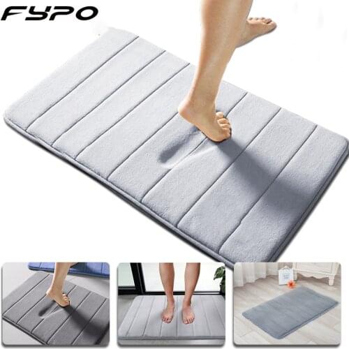40*60cm Bath Mat Bathroom Carpet Rug Coral Fleece Memory Foam Bathroom Mat Non Slip Kitchen Door Floor Carpet