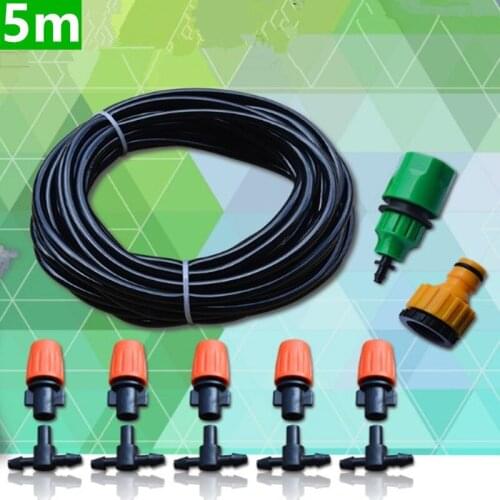 5m Diy Fog Nozzles Irrigation System Portable Misting Automatic Watering Garden Hose Spray Head 4/7mm Tee Connector Bw05