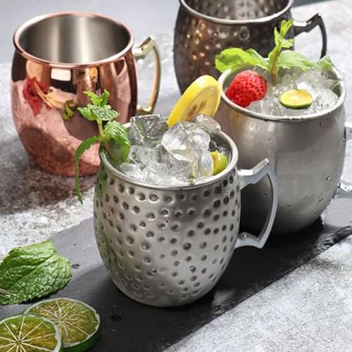530ml Moscow Mule Copper Mugs Metal Mug Cup Stainless Steel Beer Wine Coffee Plated Beer Cup Bar Drinkware Mugs Kitchen Tool