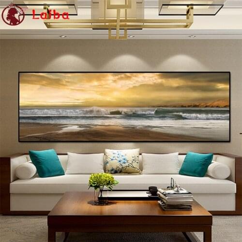 5d diamond painting Natural scenery, sunset beach scenery diy full square drill diamond embroidery round diamond mosaic view