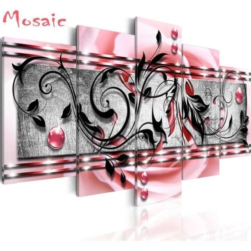 5D DIY Diamond Painting Full Square /round 5 Pieces abstract Flower With Diamonds Picture Of Rhinestone Mosaic Decor Home