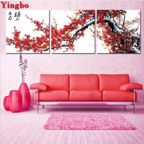 5D Square/Round Diamond embroidery Chinese plum blossom Diamond painting cross stitch 5pcs diamond Mosaic Paintings Rhineston