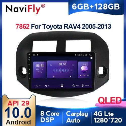 NaviFly 7862 6GB+128GB QLED Screen 1280*720 Android 10 Car Radio Audio Multimedia Player For Toyota RAV4 3 XA30 2005 - 2013