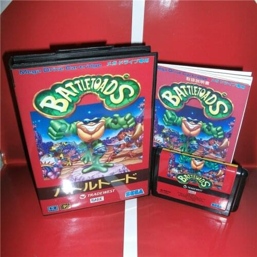 Battletoads Japan Cover with box and manual For Sega Megadrive Genesis Video Game Console 16 bit MD card