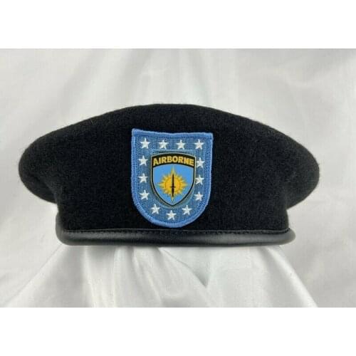 US ARMY INFANTRY REGIMENT BLACK WOOL BERET PACIFIC SPECIAL FORCES AIRBORNE BADGE