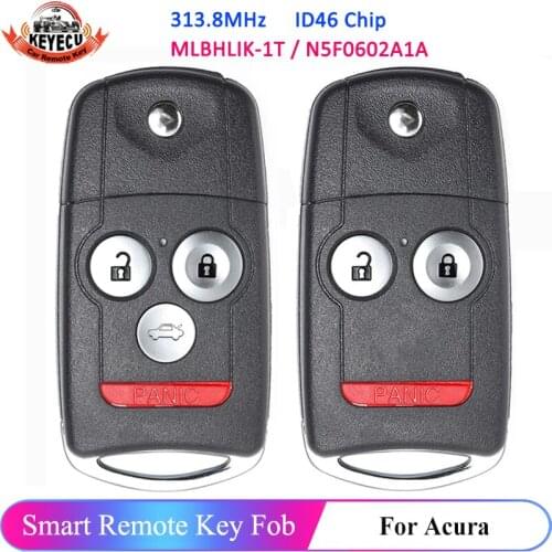 KEYECU MLBHLIK-1T N5F0602A1A 313.8MHz ID46 Chip for Acura MDX RDX TL TSX ZDX 2007 2008 2009 2010 1011 2012 2014 Remote Key Fob