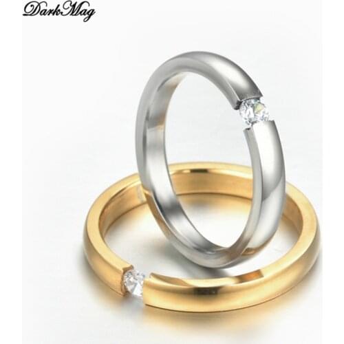 DarkMag Single Fine Ring Titanium Steel Material Inlaid Transparent Black Fashion Trendy Ring for Women Jewelry Gift