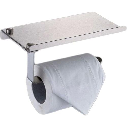 Paper Holders Bathroom Toilet Holder Tissue Hanger Stainless Steel Wall Mount Holder Mobile Phone Paper Towel Rack Silver