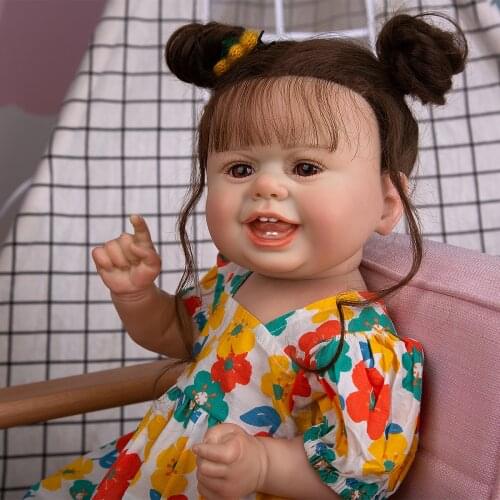 Baby Reborn Doll Smiling 22 Inch 55cm Silicone Body Gift For Children