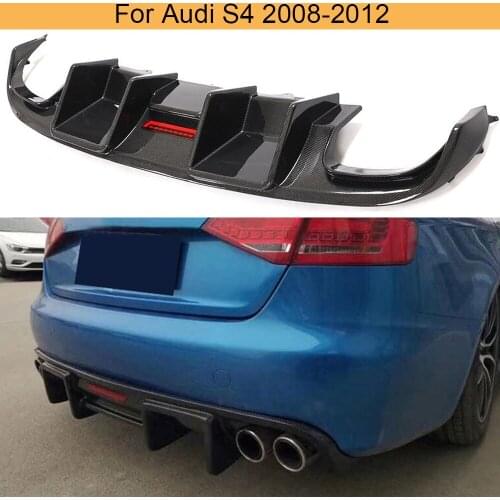 Carbon Fiber Rear Bumper Diffuser Lip Spoiler for Audi S4 2008 - 2012 Car Rear Bumper Diffuser Lip Spoiler Protector