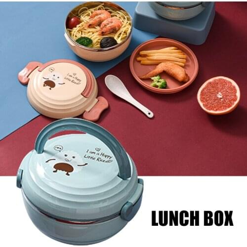 Double Layer Round Lunch Box PP Large Capacity Portable Keep Fresh Insulated Food Storage Containers NIN668