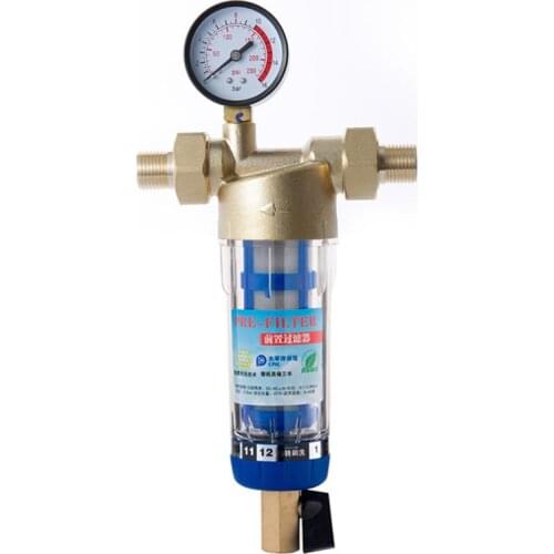 Siphon backwash Prefilter water filter First step of water purifier system brass stainless steel mesh prefiltro wiper Hydrometer