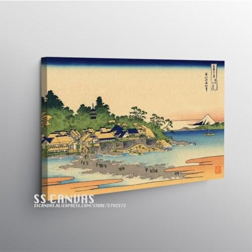 Japanese Ukiyo-e Style Retro Wooden Frame Canvas Painting Decor Wall Art Home Living Room Framed Decoration Prints Poster
