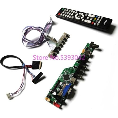 KIT for LTN156AT09-001/B02/H01/H02/H03 40-Pin 1366*768 remote+keyboard VGA USB LCD panel LVDS Analog TV control drive board