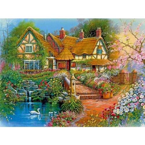 Forest house scene Needlework Cross stitch sets Aida 14CT Unprinted Embroidery kits Arts Cross-Stitching,DIY Handmade home Decor