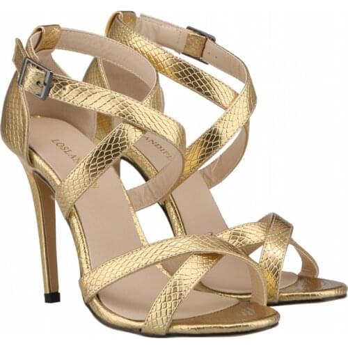 LOSLANDIFEN Fashion Open Toe High Heels Women Crocodile Sandals Summer Pumps Woman Casual Leather Heel 102-1A-XE